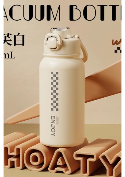 Chees Çelik Termos Matara 900 ml Ekru modelleri