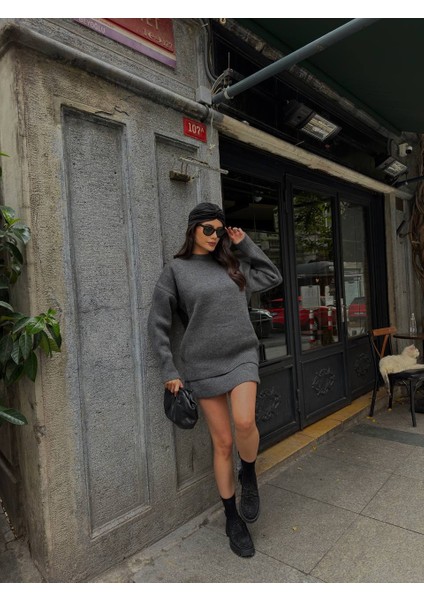 Kadın Triko Takım Oversize Kazak Etek Kombin Premium Dokuma modelleri