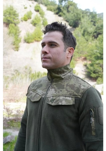 Kamuflaj Desenli 5 Cepli Polar Ceket