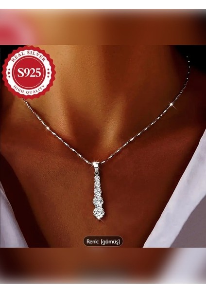 925 Ayar Gümüş Swarovski Taşlı Kolye