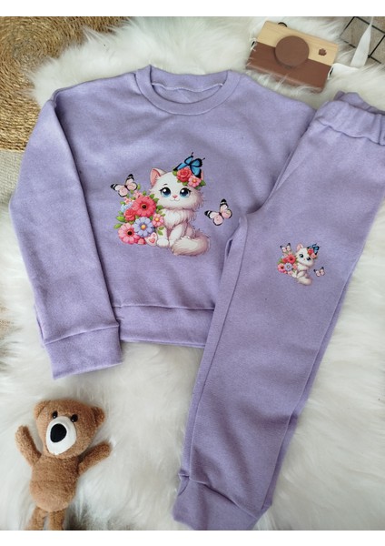 Kız Çocuk Baskılı Sıfır Yaka Takım