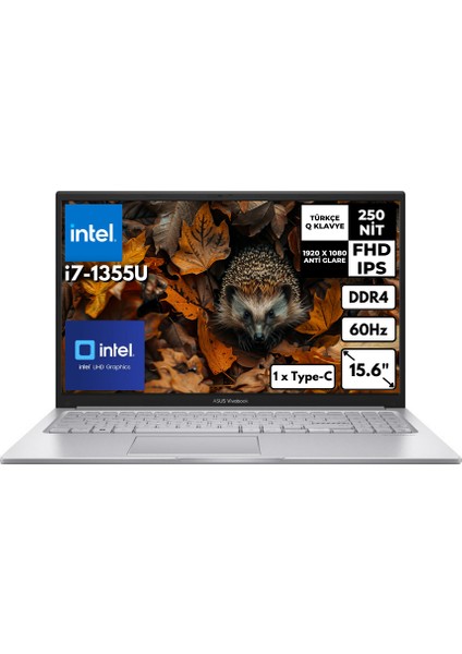 Vivobook 15 I7-1355U 8gb 1 TB SSD 15.6" Fhd Freedos Taşınabilir Bilgisayar X1504VA-NJ412HMF1
