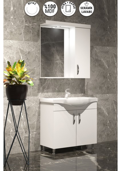 Yıldız Banyo Dolabı 65 cm Beyaz Mdf