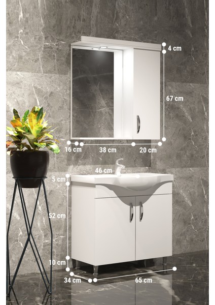 Yıldız Banyo Dolabı 65 cm Beyaz Mdf fırsatları