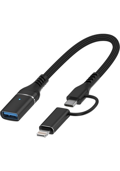 2in1 Multi Giriş Type-C ve Lightning Girişli USB 3.0 Otg Adaptörü - FC899