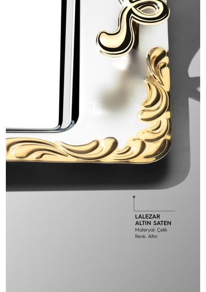 Tekno Trust Paslanmaz Çelik - Lalezar Altın - Sade Çelik Çay Tepsi - Altın - 48 x 33 modelleri