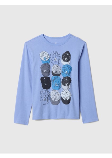 Erkek Çocuk Mavi Grafikli T-Shirt