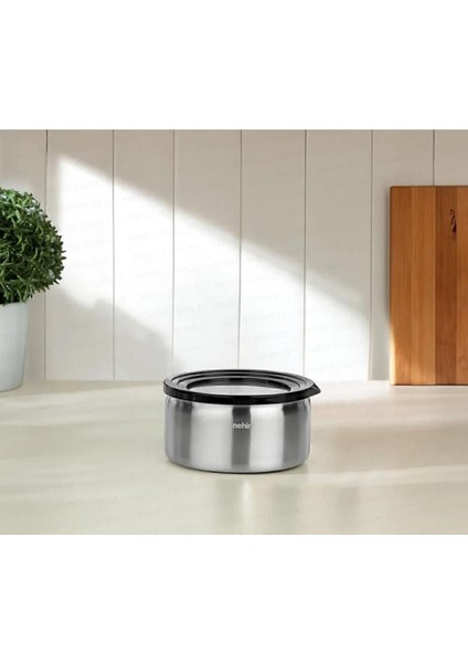 Paslanmaz Çelik Silver Çelik 12 cm Saklama Kabı Gümüş 1