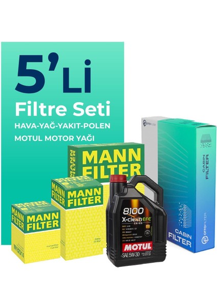 MANN Mercedes Vito 111 CDI 1.6 Dizel Filtre Bakım Seti Motul Motor Yağlı (2014-2021) 5 Li