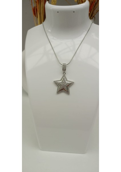 1.sınıf Çelik Kararma Yapmaz Zirkon Taşlı Yıldız Figürlü Silver Kolye fiyatları