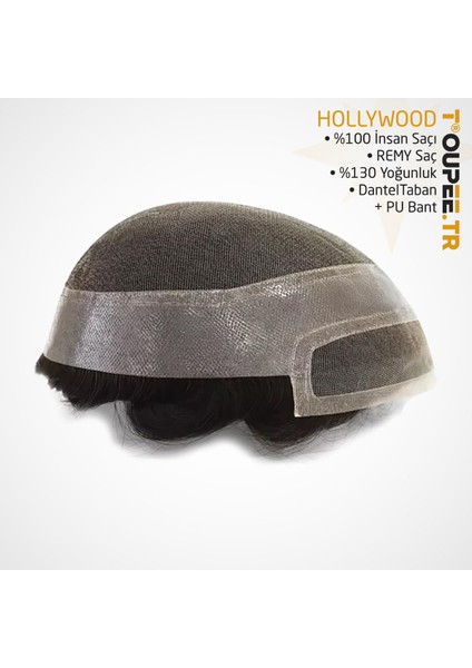 DP7467 Hollywood Protez Saç Erkekler İçin Protez Saç - Toupee For Men 30 mm - Doğal Dalgalı İnsan Saçı - Remy Saç - %130 Saç Yoğunluklu Saç Değiştirme Sistemi