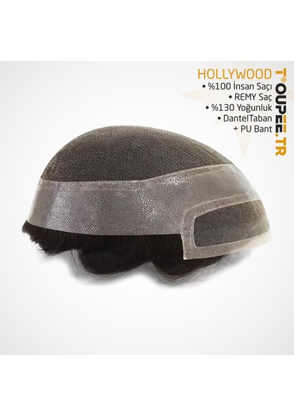 DP7467 Hollywood Protez Saç Erkekler İçin - Protez Saç - Toupee For Men - 30 mm Doğal Dalgalı İnsan Saçı - Remy Saç %130 Saç Yoğunluklu Saç Değiştirme Sistemi