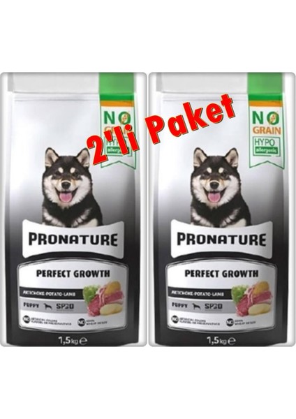 Perfect Growth Tahılsız Kuzu Etli Patatesli ve Enginarlı Yavru Köpek Maması 2x1,5 kg