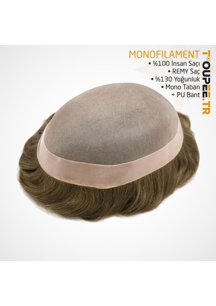 MP7473 Monofilament Protez Saç - Erkekler İçin Protez Saç - Toupee For Men - Doğal Dalgalı İnsan Saçı - Remy Saç - %130 Saç Yoğunluklu Saç Değiştirme Sistemi