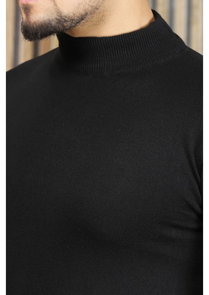 Erkek Yarım Balıkçı Yaka Boğazlı Triko Kazak Slim Fit Kışlık Üst Giyim Kazağı