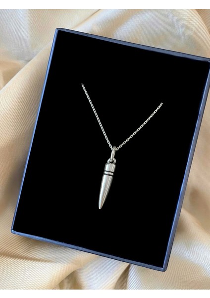 Kurşun Parlak Tasarım 925 Ayar Gümüş Kolye