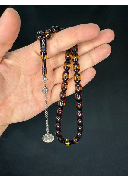 Toz Kehribar Tesbih Bordo Sarı Sürmeli Beyzi Kesim 12,5mmx8,5mm T-696 modelleri