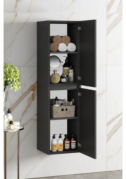 Banyo Boy Dolabı 130 cm 4 Bölmeli Çift Kapaklı Komple Renkli Mdf modelleri