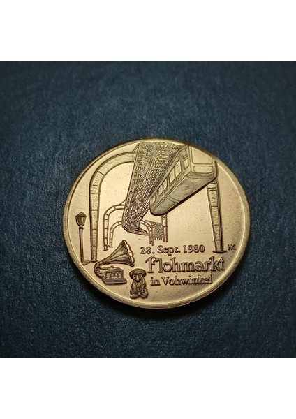 69F74FA2737 1980 Almanya Vohvinkel'deki Bit Pazarı Hatıra Madalyon 12.3gram 30MM