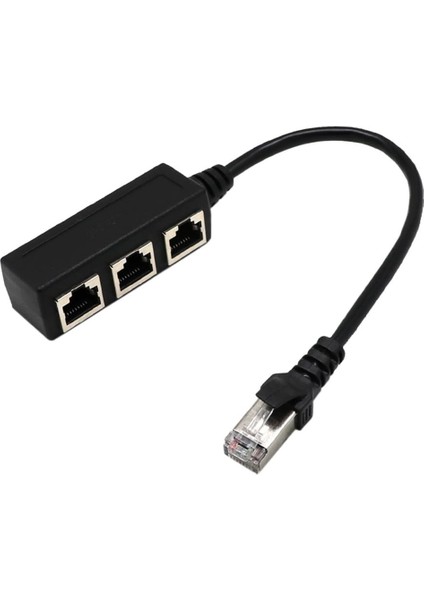 Ethernet RJ45 3\'lü Dağıtıcı Splitter, RJ45 Dağıtıcı, 3lü Ethernet Uzatma Kablosu, Kablo, 3 Sokete Fiş, Aktarım Bağlantısı, Ayırıcı