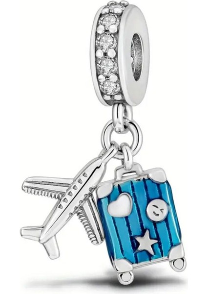 Uçak, Valiz Sallantılı Gümüş Charm