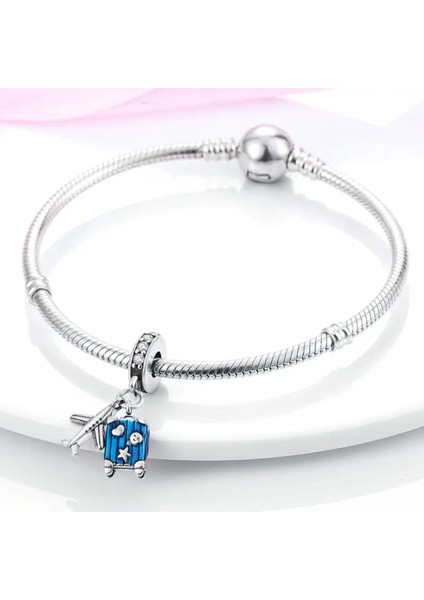 Uçak, Valiz Sallantılı Gümüş Charm modelleri