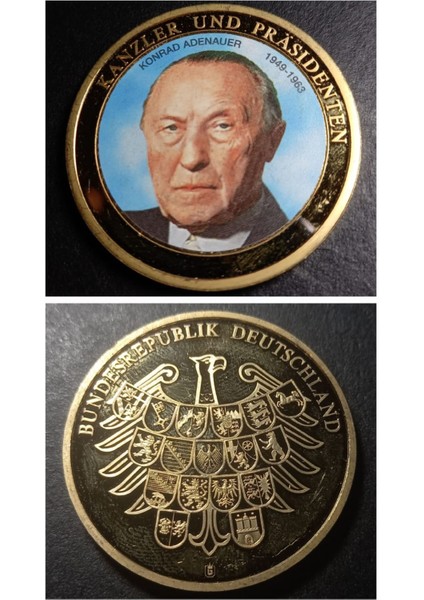 39963676AC1B76C1DA Almanya, Şansölye Konrad Adenauer Hatıra Madalya 28GR. / 40MM