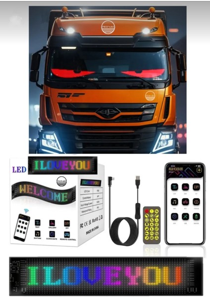 Büyük Boy Esnek LED Panel Uzaktan Kumandalı Tır Kamyon Minibüs Araç Göz Animasyonlu