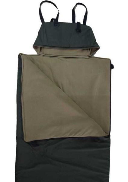 Geniş Haki Uyku Tulumu(-25 ) Mikro Su Itici (215×90 Cm) 200 gr ELYAF/180 gr Polar Kamp&deprem