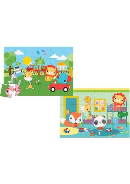 Baby Puzzle - Railway & Bedtime / 12+24 Parça Puzzle / +4 Yaş