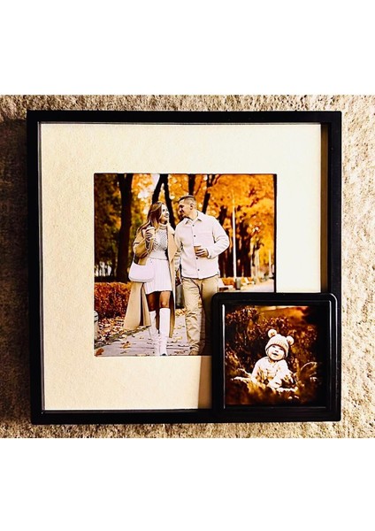 Yapışkanlı Sök-Tak Paspartulu Siyah 21X21CM Kare Fotoğraf Çerçevesi - 3'lü Paket Özel Seri