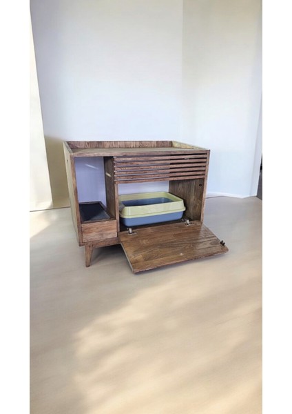 Kedi Tuvaleti (Ceviz, Kedi Kumluğu Hediyeli)