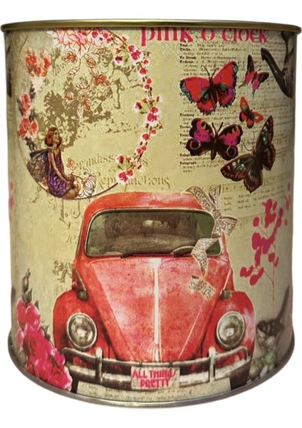 Vintage Beetle Araba ve Kelebek Desenli Silindir Kumbara modelleri