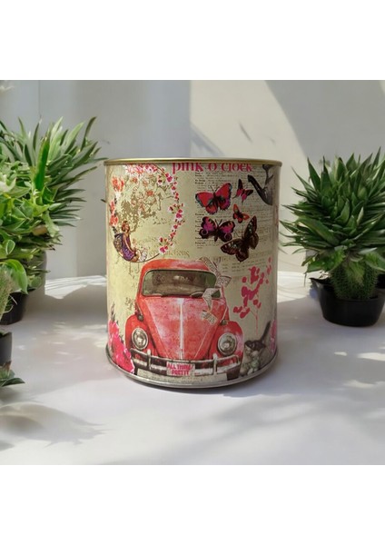 Vintage Beetle Araba ve Kelebek Desenli Silindir Kumbara fırsatları