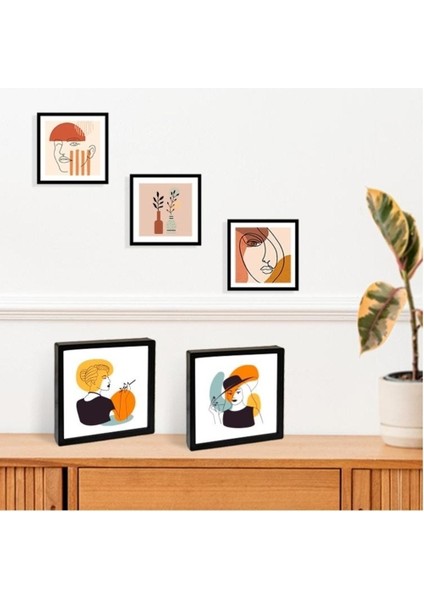 Yapışkanlı Sök Tak Pola Çerçeveler 14X14CM - 5'li Paket Siyah Beyaz fiyatları