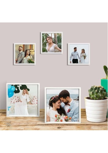 Yapışkanlı Sök Tak Pola Çerçeveler 14X14CM - 5'li Paket Siyah Beyaz fiyatları