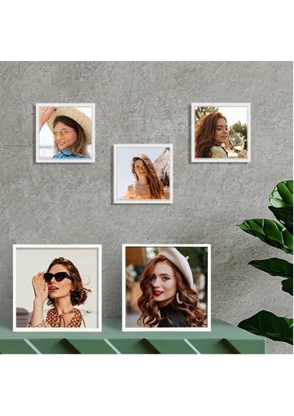 Yapışkanlı Sök Tak Pola Çerçeveler 14X14CM - 5'li Paket Siyah Beyaz modelleri