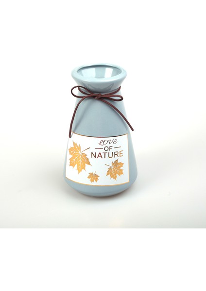 Natural Mavi Seramik Dekor Vazo 17,5cm