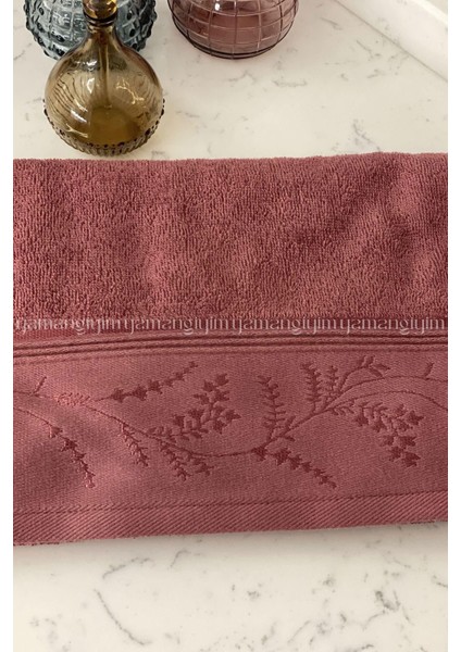 Ditsy El-Yüz Havlusu 4 Adet-Krem-Mürdüm indirimleri