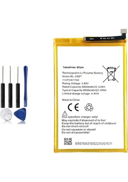 Tecno Pova Neo 1 Ile Uyumlu Ithal Pil Batarya BL-58BT