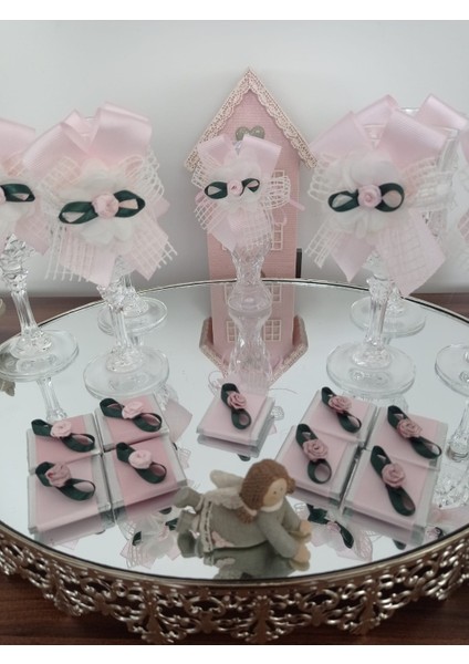 Lohusa ,yeni Doğan Misafir Sunum Ikram Seti, Şerbet Bardağı Kadehi Dekoru, Çikokolata, Kolonya