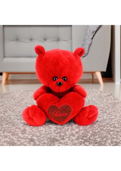 Kalp Tutan Peluş Ayıcık 35CM Kırmızı