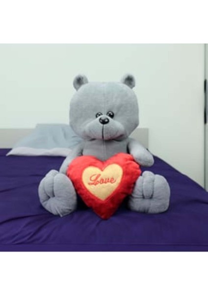 Kalp Tutan Peluş Ayıcık 35CM Gri