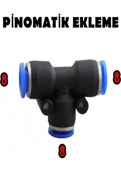 Pnömatik Te 8-8-8 mm Hava Jakı Paketlerde 25 Adet Bulunmakta