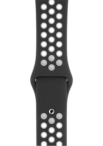 Apple Watch Uyumlu Series 5 38 mm Fileli Kordon Siyah-Beyaz