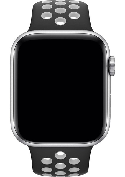 Apple Watch Uyumlu Series 5 38 mm Fileli Kordon Siyah-Beyaz