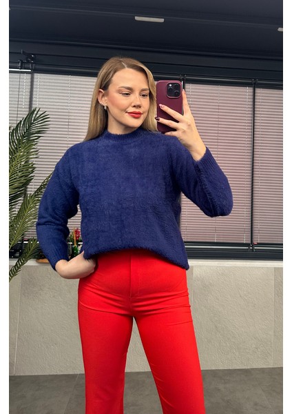 Lacivert Bisiklet Yaka Yumoş Kazak modelleri