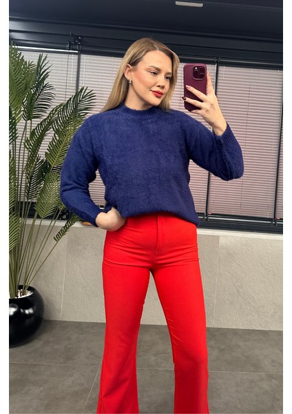 Lacivert Bisiklet Yaka Yumoş Kazak fırsatları