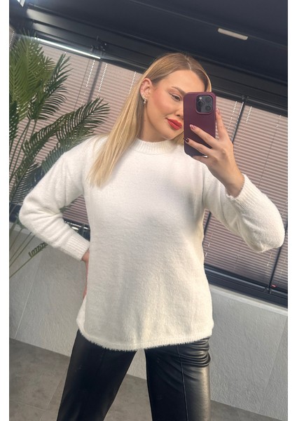 Beyaz Bisiklet Yaka Yumoş Kazak indirimleri