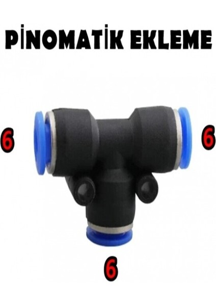 Pnömatik Te 6-6-6 mm Hava Jakı Paketlerde 5 Adet Bulunmakta